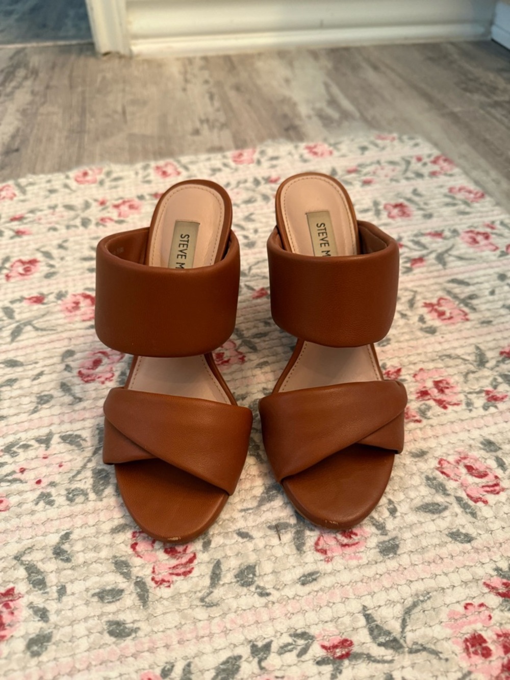 Steve Madden Brown Wide-Strap Slide Sandals